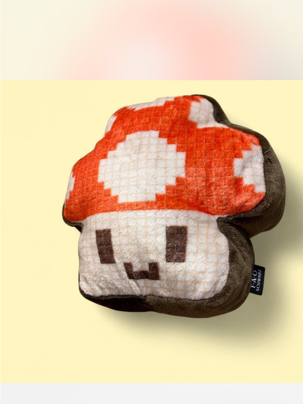 FAO SCHWARZ Pixel NINTENDO Power Up Mushroom Plush Pillow - Red & White